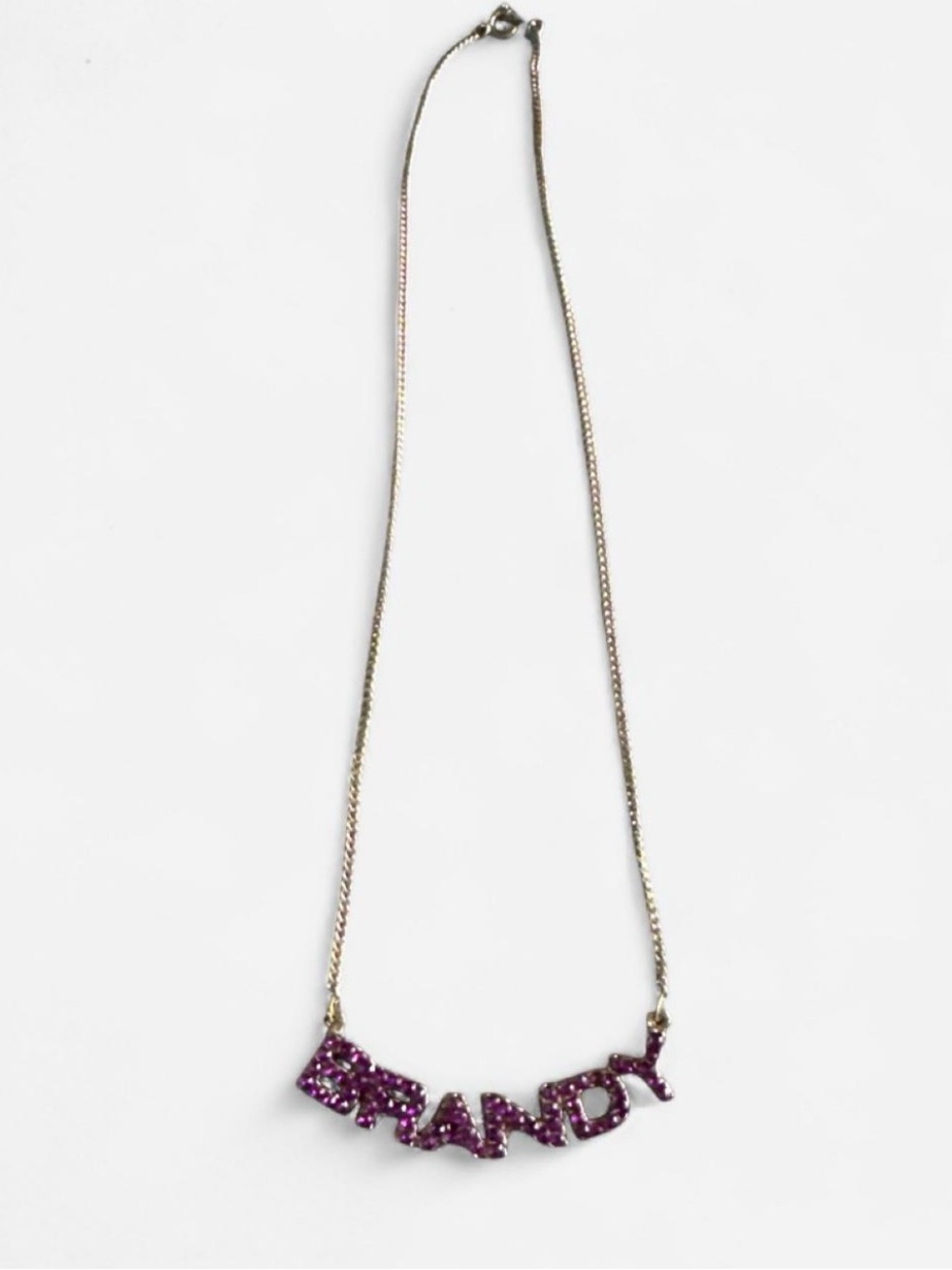 Purple 'Brandy' rhinestone Name Pendant Necklace - Women Jewelry
